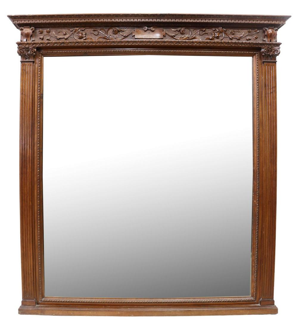 ITALIAN RENAISSANCE REVIVAL CARVED WALNUT MIRROR (1 of 3)