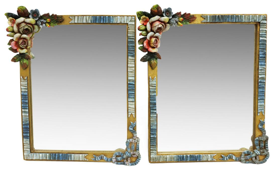 (2) BARBOLA FLORAL BEVELED EASEL DRESSER MIRRORS (1 of 3)