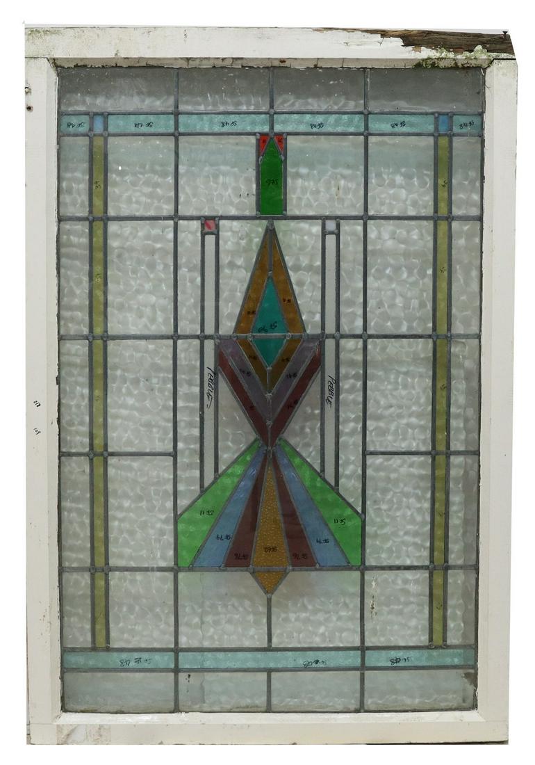 LARGE ENGLISH STAINED & LEADED GLASS WINDOW (1 of 3)