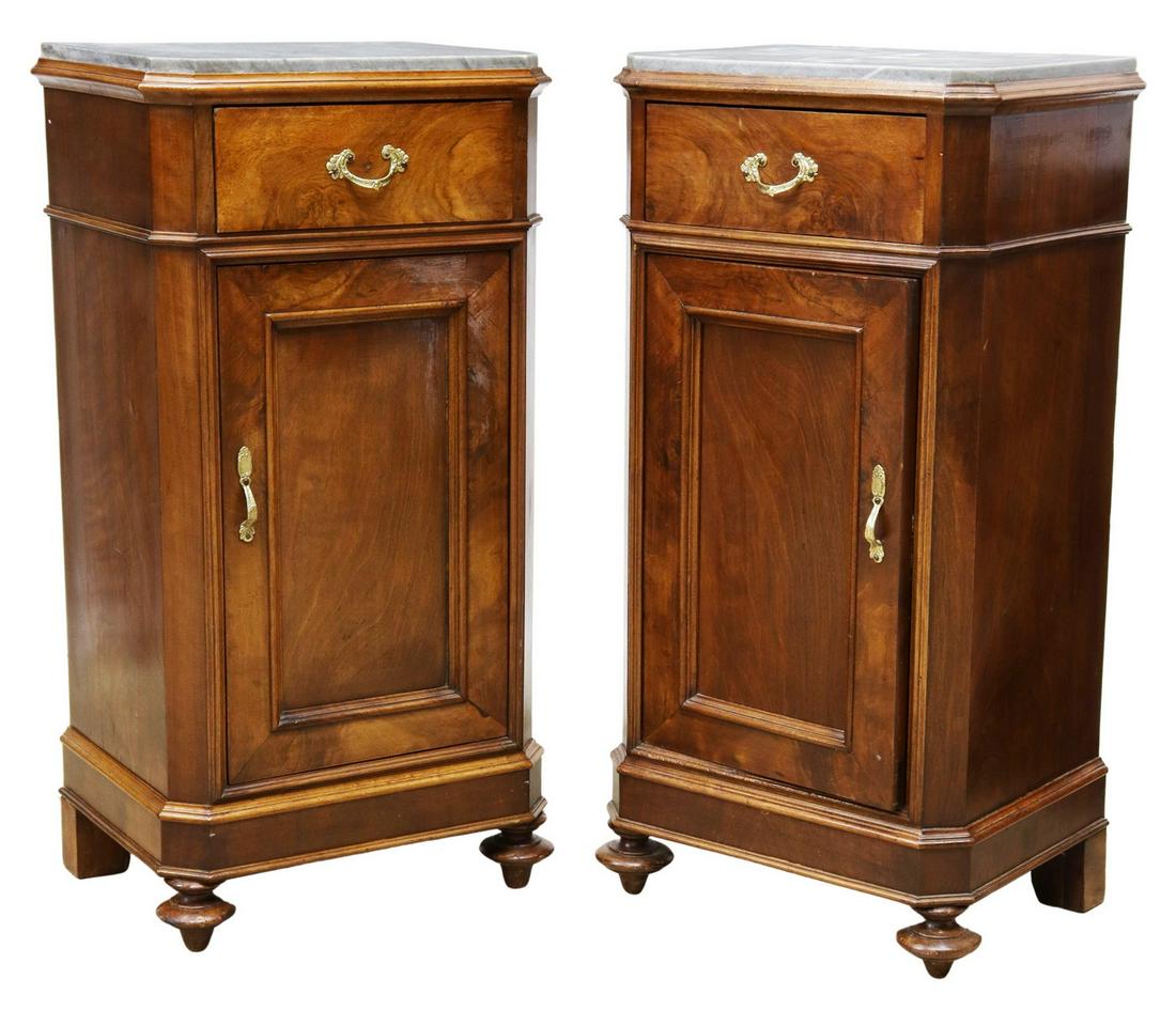 (2) LOUIS PHILIPPE PERIOD MARBLE-TOP NIGHTSTANDS (1 of 6)