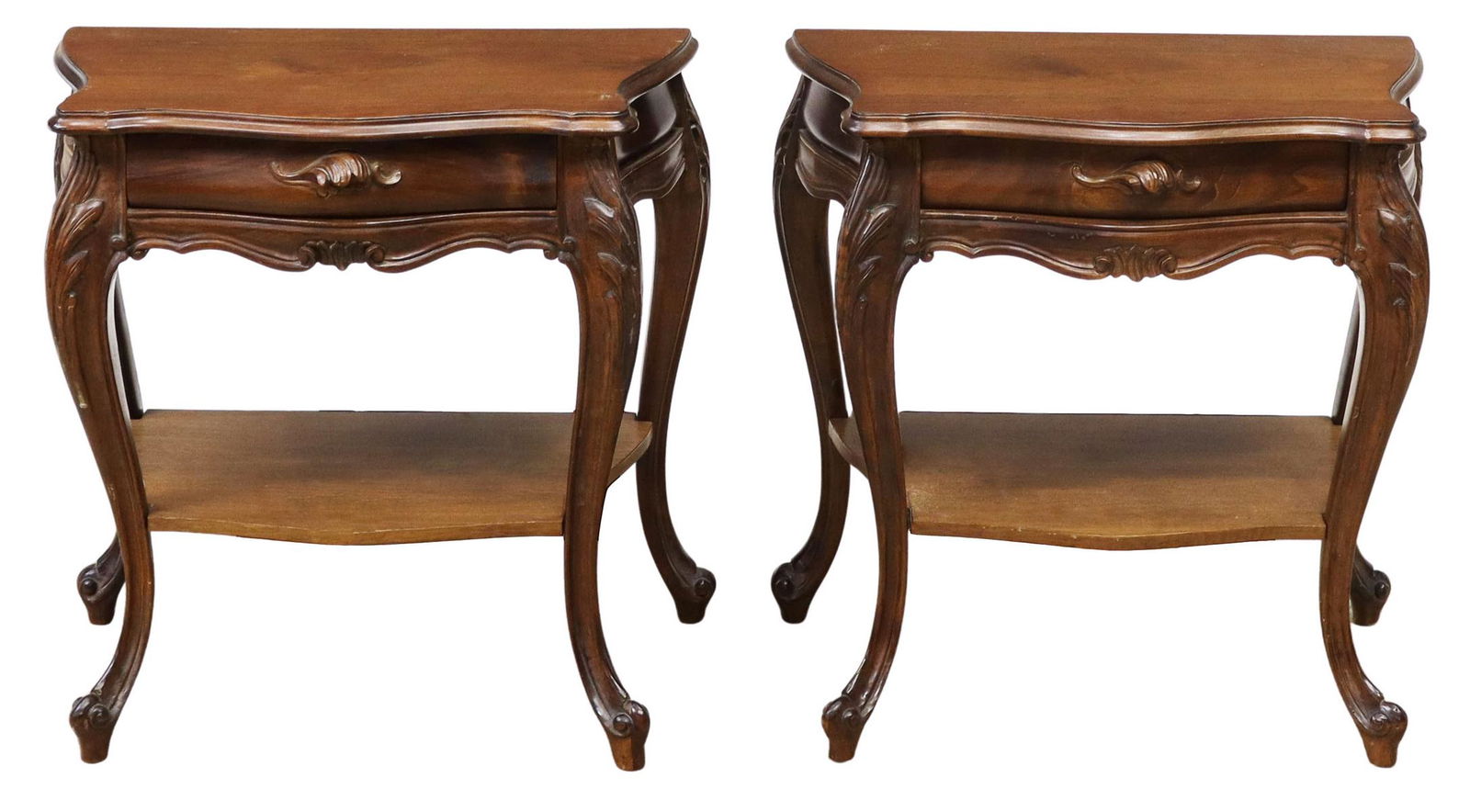 (2) LOUIS XV STYLE CARVED WALNUT SIDE TABLES (1 of 4)