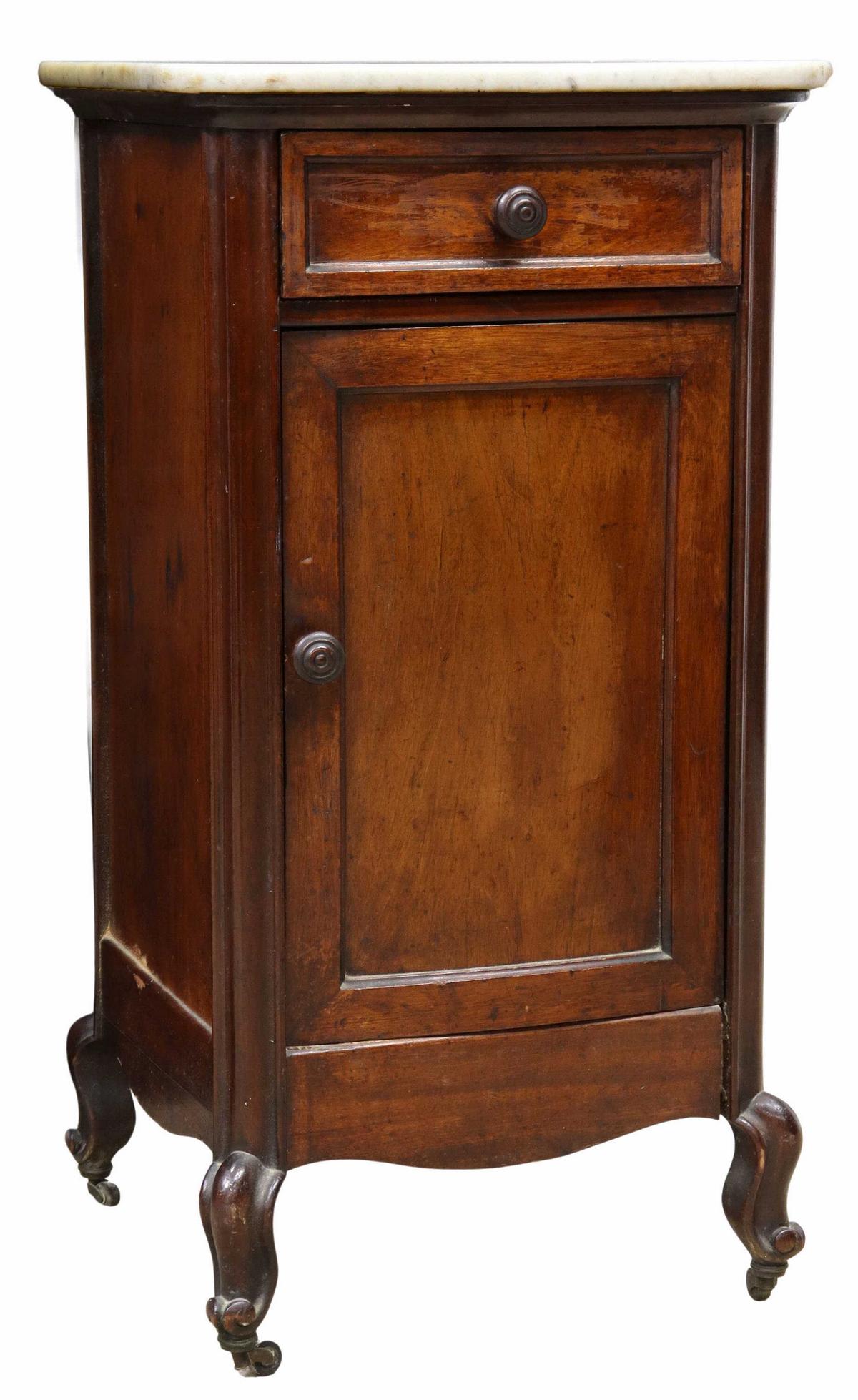 LOUIS PHILIPPE PERIOD MARBLE-TOP BEDSIDE CABINET (1 of 6)
