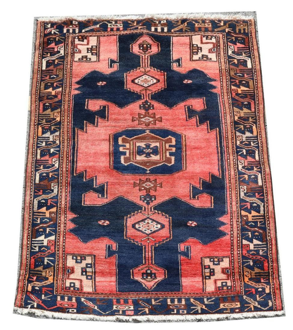 HAND-TIED PERSIAN HAMADAN RUG, 6'7.5" X 4'3" (1 of 3)