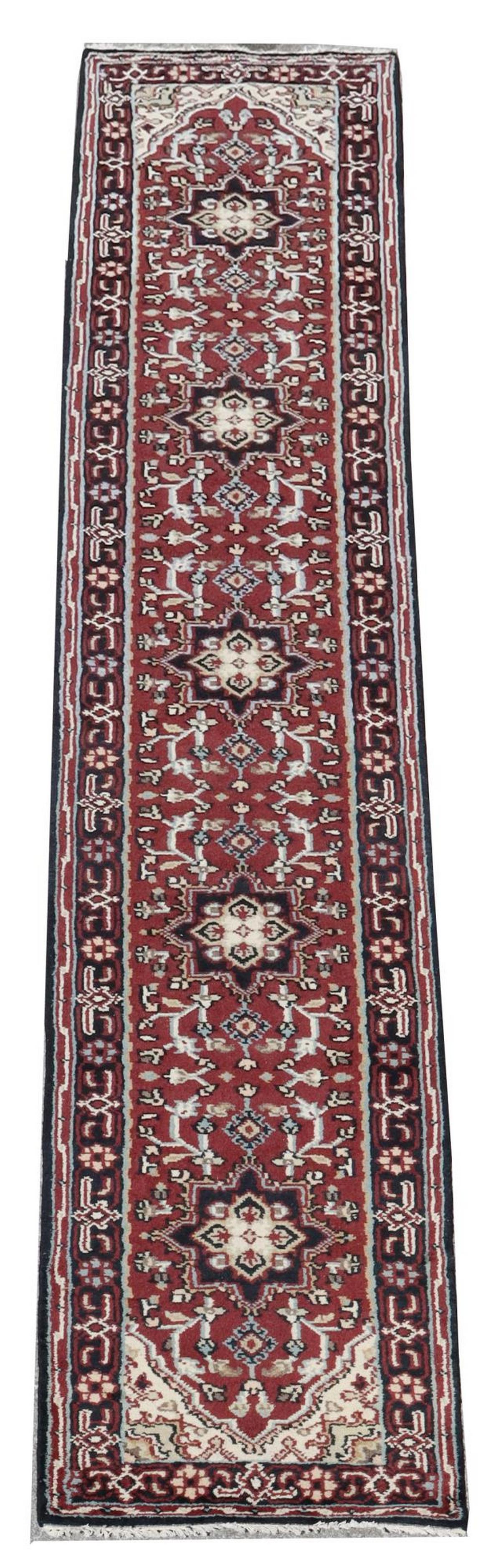 HAND-TIED PERSIAN HERIZ RUNNER, 16'0.5" X 2'6.5" (1 of 3)