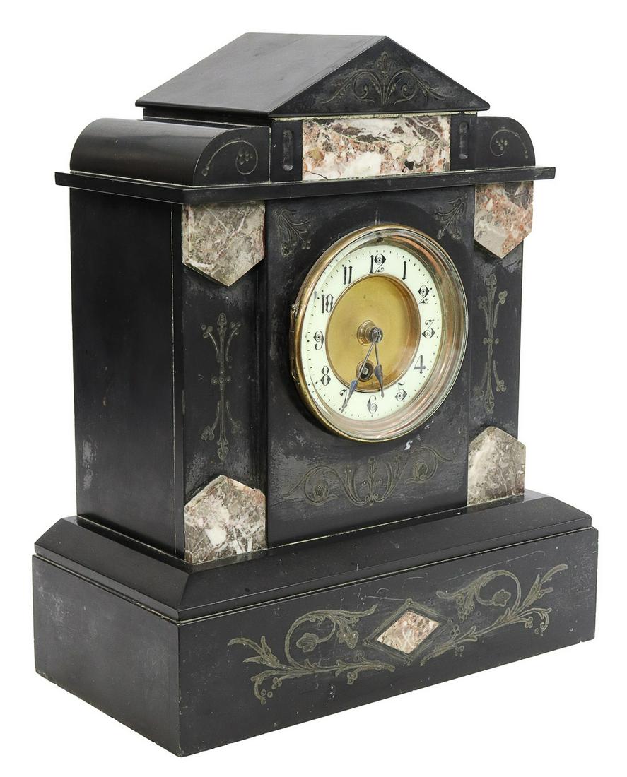 MARBLE ARCHITECTURAL CASED MANTEL CLOCK (1 of 5)