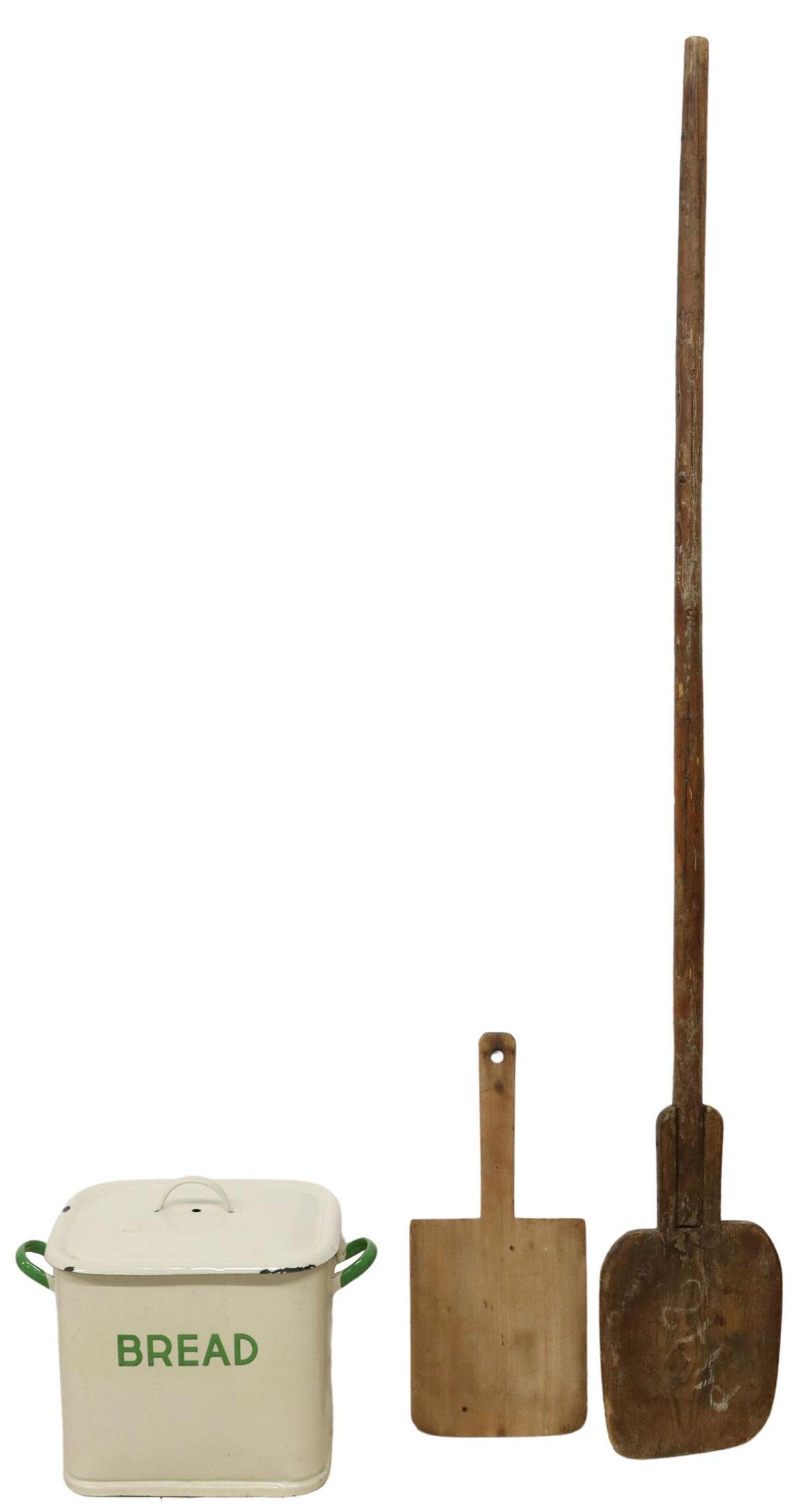 (3) DUTCH ENAMELED BREAD BOX & WOOD BREAD PEELS (1 of 3)