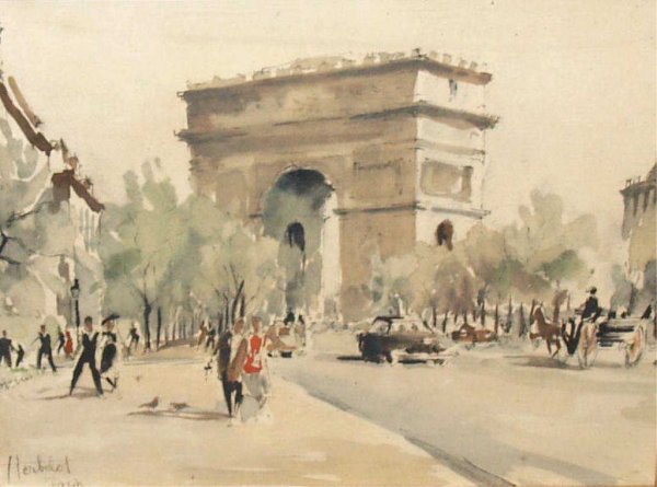 LITHOGRAPH, ARC DE TRIOMPHE, HEBELOT (FRENCH)