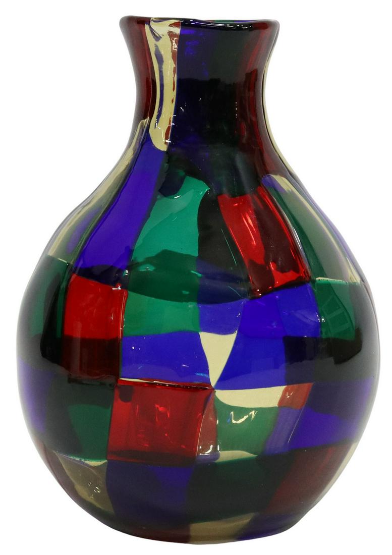 BIANCONI (1915-1996) VENINI PEZZATO ART GLASS VASE (1 of 5)