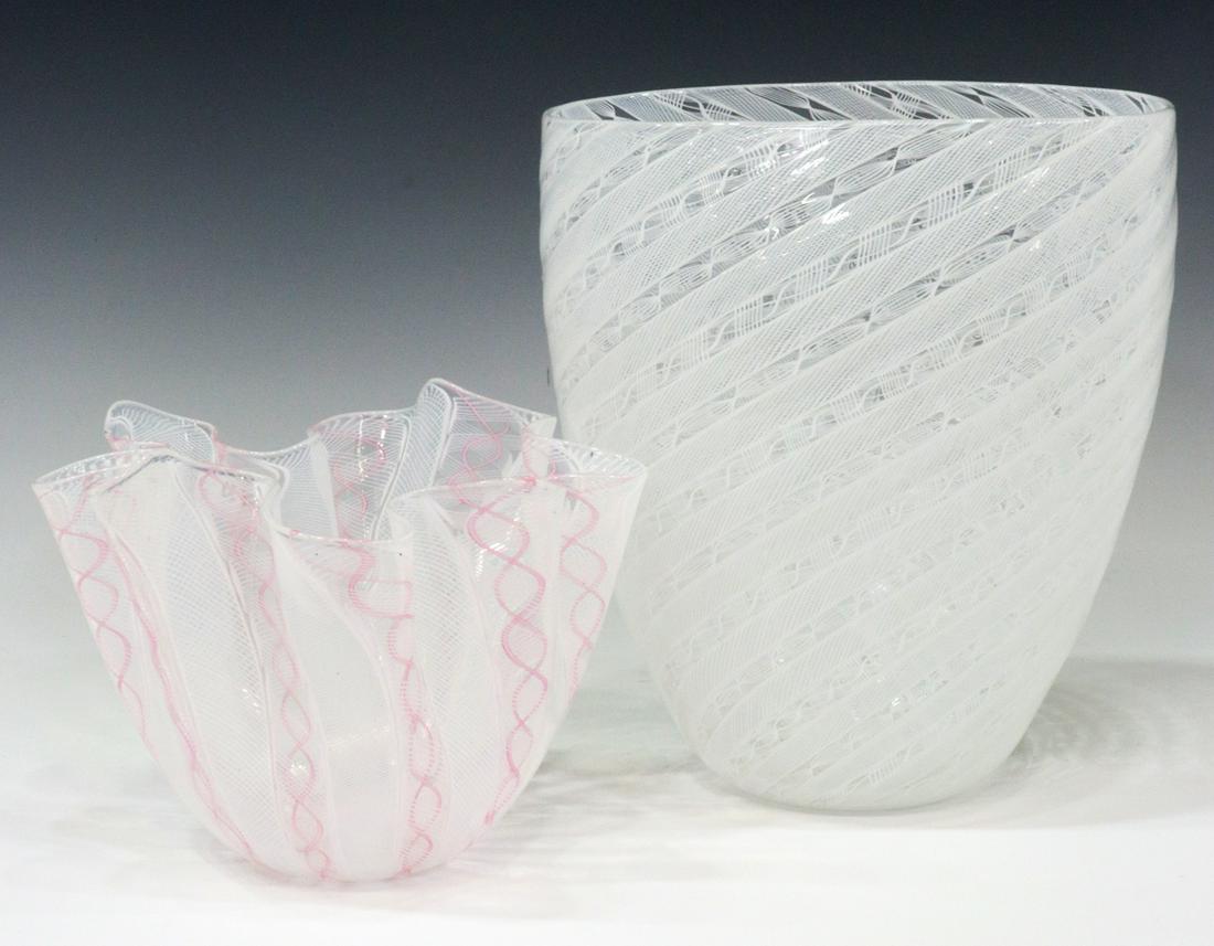 (2) MURANO VENINI LATTICINO ART GLASS VASES (1 of 3)