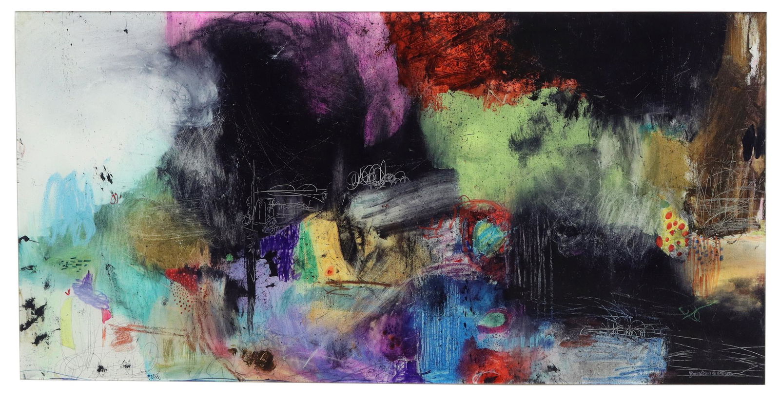 MODERN ABSTRACT COMPOSITION PRINT, 23.5" X 48" (1 of 3)