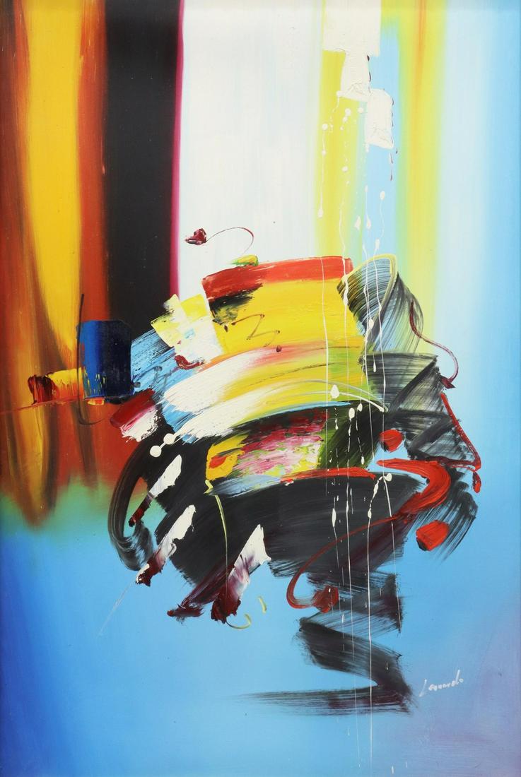 LEONARDO FRAMED MODERN ABSTRACT PAINTING (1 of 4)
