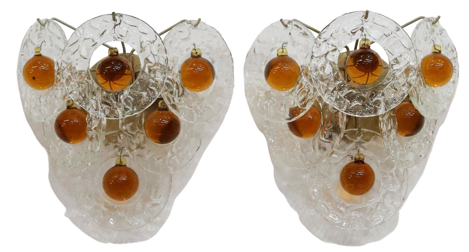 (2) MID-CENTURY MODERN ART GLASS WALL SCONCES (1 of 1)