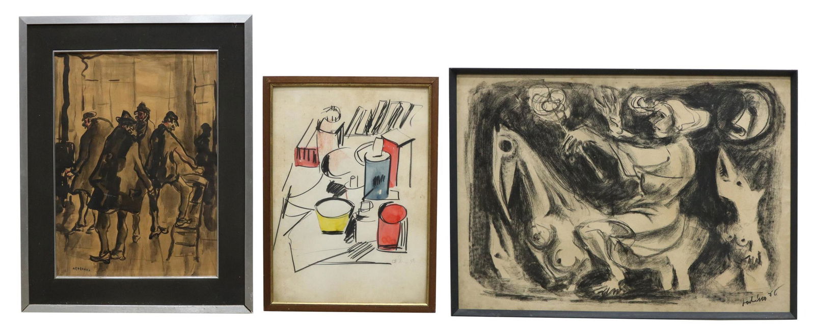 (3) FRAMED ITALIAN SCHOOL PAINTINGS & DRAWINGS (1 of 7)