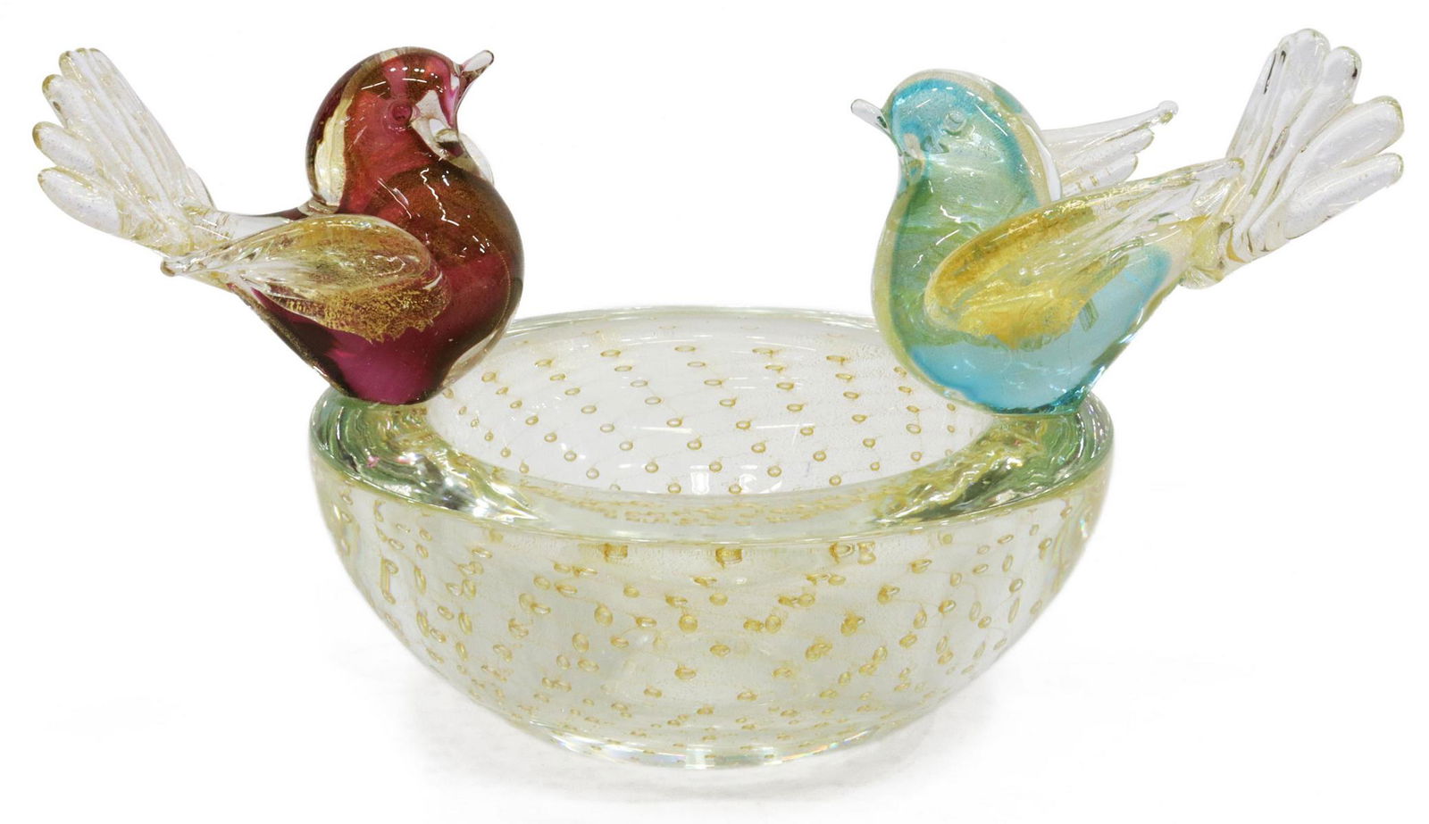 SANDRO FRATTIN ITALIAN MURANO ART GLASS BIRDS BOWL (1 of 6)