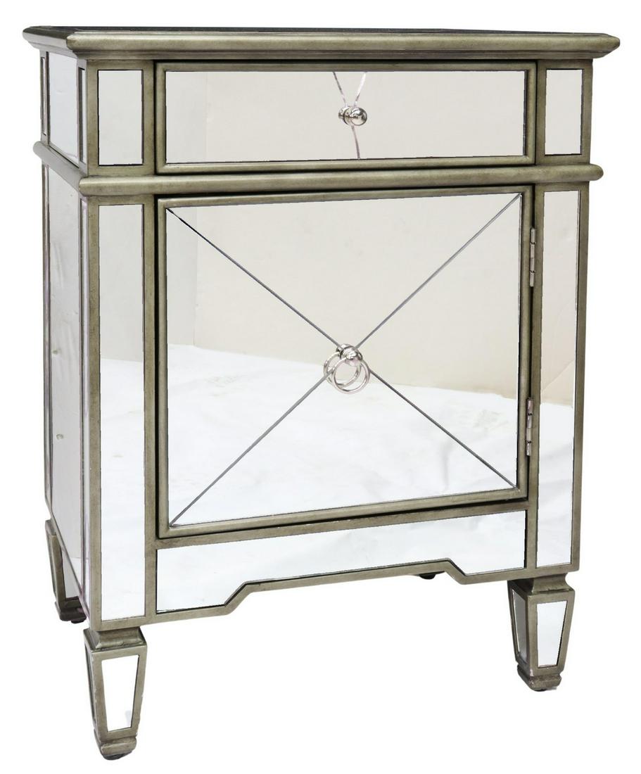 MODERN MIRROR PLATED BEDSIDE CABINET (1 of 5)