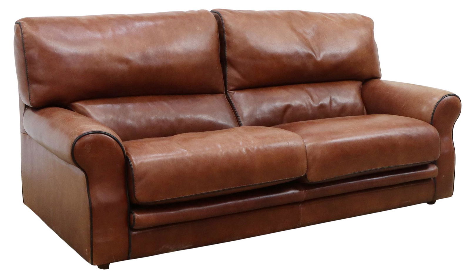 FRENCH ROCHE BOBOIS LEATHER TWO-SEAT SOFA (1 of 4)
