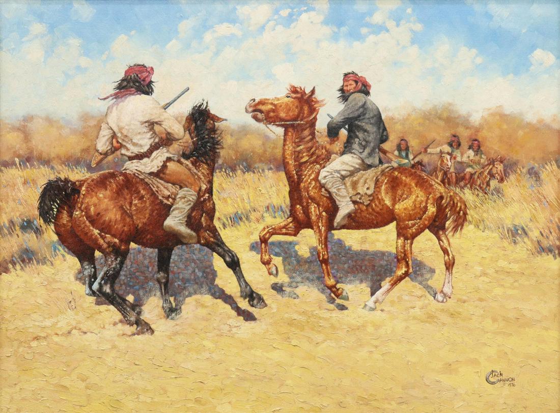 JACK CANNON PAINTING INDIAN BRAVES ON HORSEBACK (1 of 4)