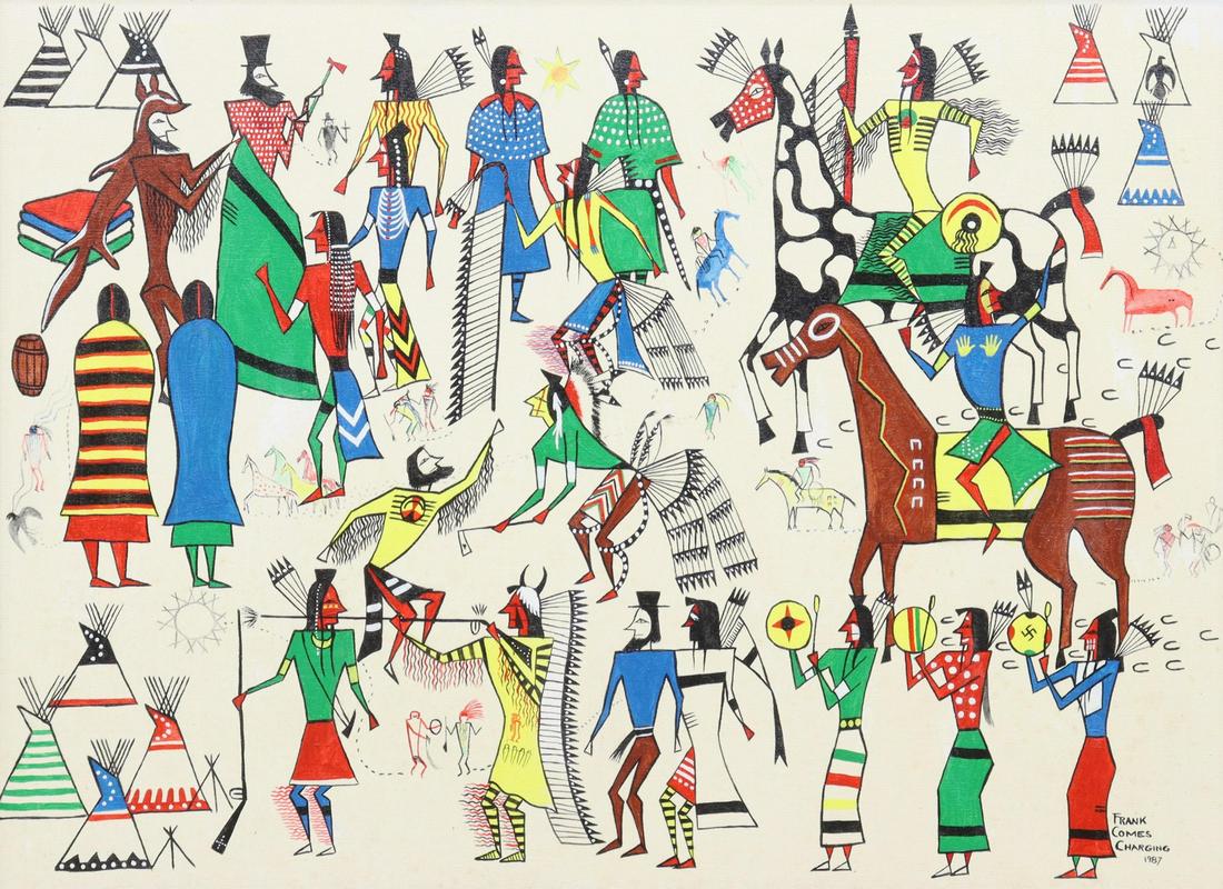 FRANK 'COMES CHARGING' SALCIDO NAVAJO PAINTING (1 of 4)