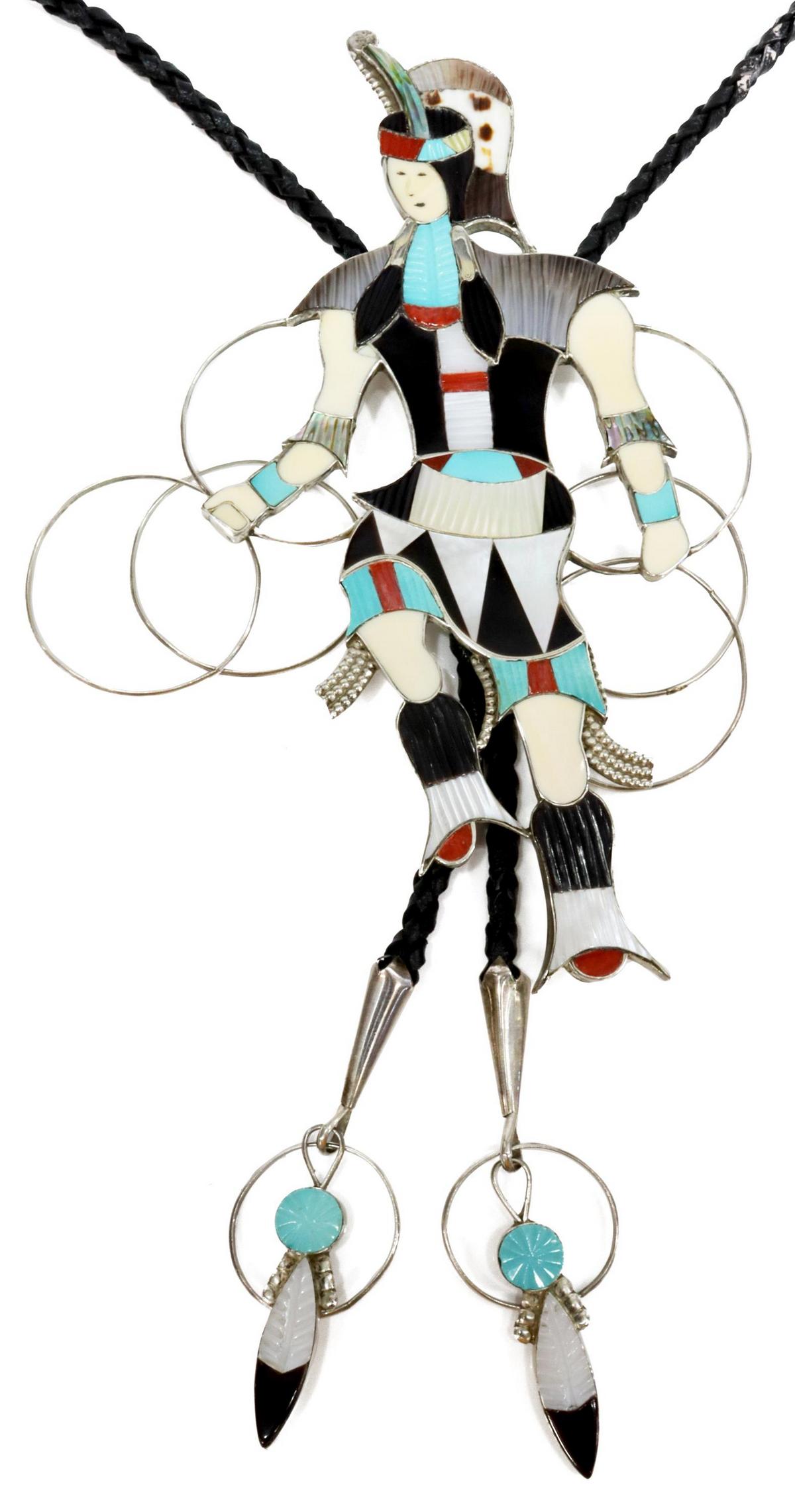 JONATHAN BEYUKA ZUNI INLAID HOOP DANCER BOLO TIE (1 of 5)