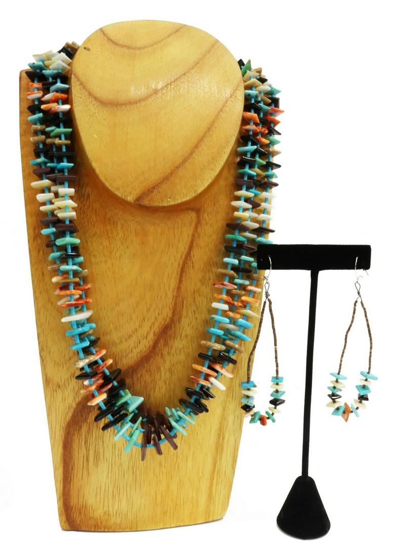 NATIVE AMERICAN MULTI-STONE BEADED JEWELRY SUITE (1 of 5)
