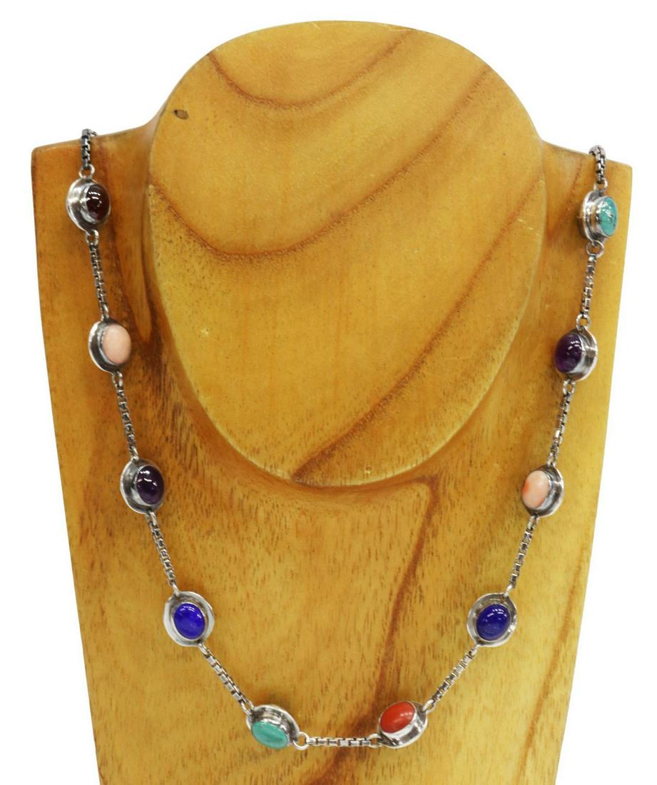 SOUTHWEST R. GEE STERLING MULTI-STONE NECKLACE (1 of 4)