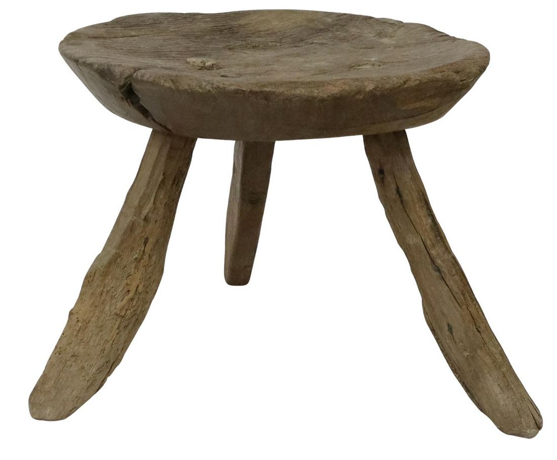 RUSTIC PRIMITIVE SOLID WOOD STOOL (1 of 3)