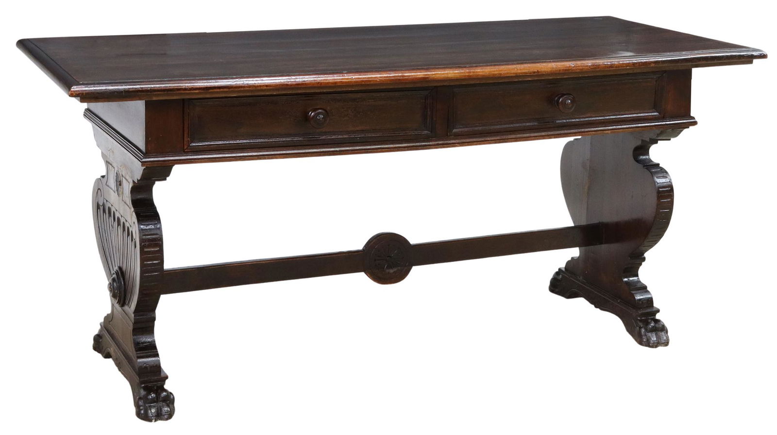 ITALIAN RENAISSANCE REVIVAL WALNUT LIBRARY TABLE (1 of 5)