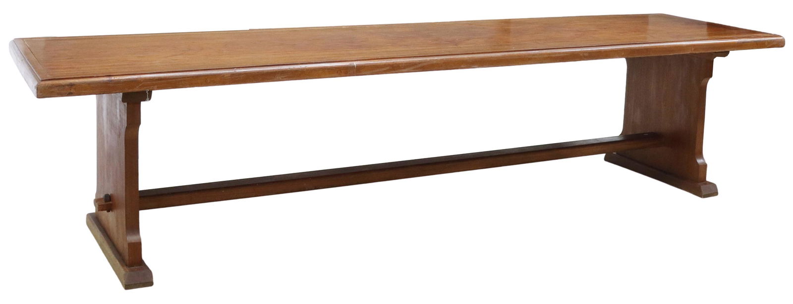 LARGE ITALIAN MAHOGANY TRESTLE TABLE, 126"L (1 of 4)