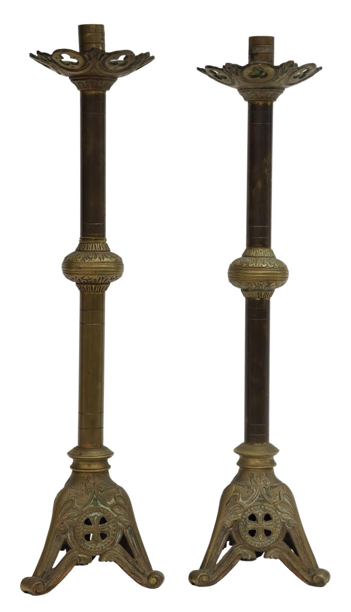 (2) CONTINENTAL METAL CHURCH ALTAR CANDLESTICKS (1 of 2)