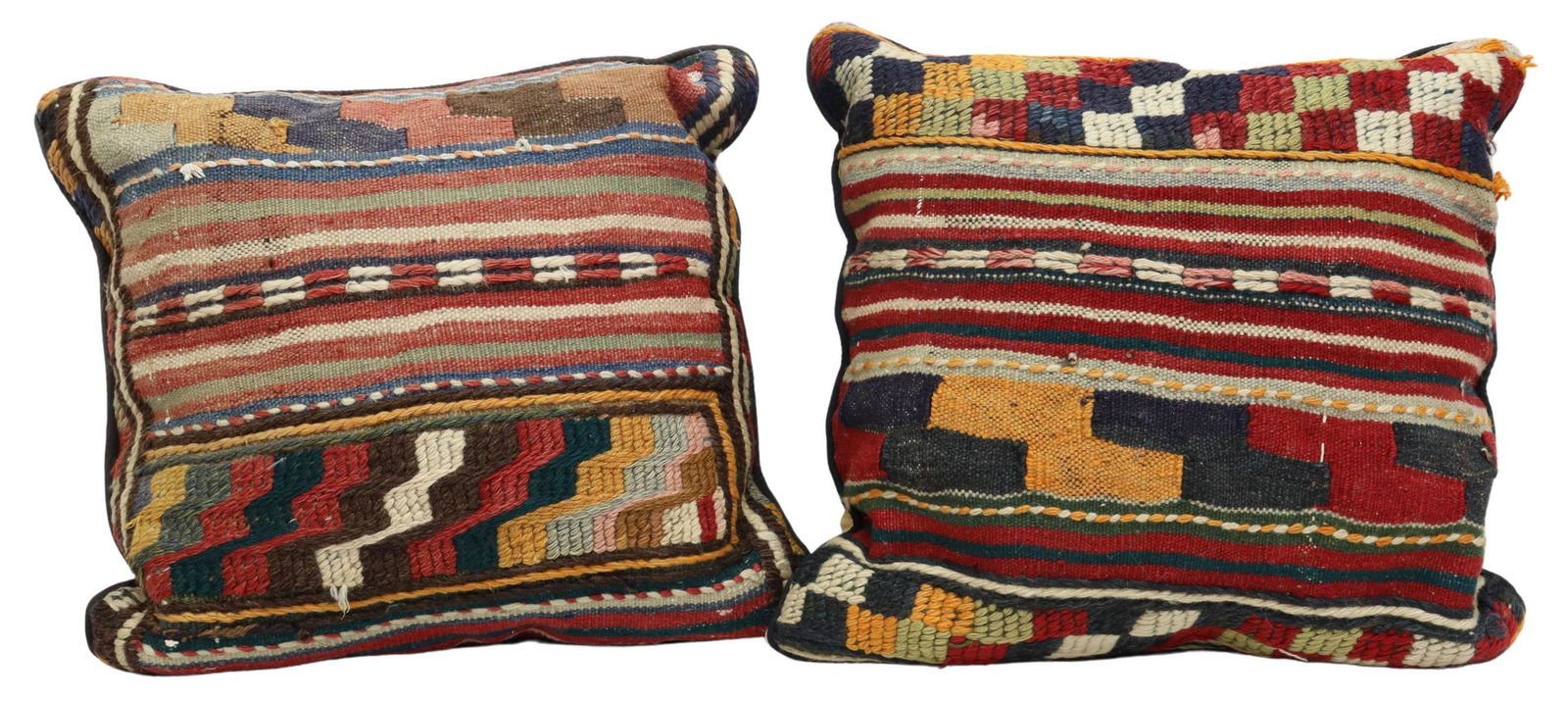 (2) DECORATIVE KILIM-FRONT THROW PILLOWS (1 of 2)