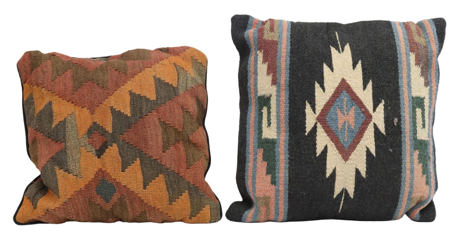 (2) DECORATIVE KILIM-FRONT THROW PILLOWS (1 of 2)