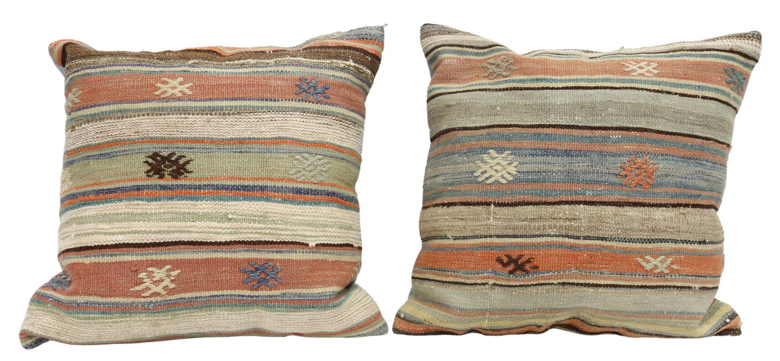 (2) DECORATIVE KILIM-FRONT THROW PILLOWS (1 of 2)