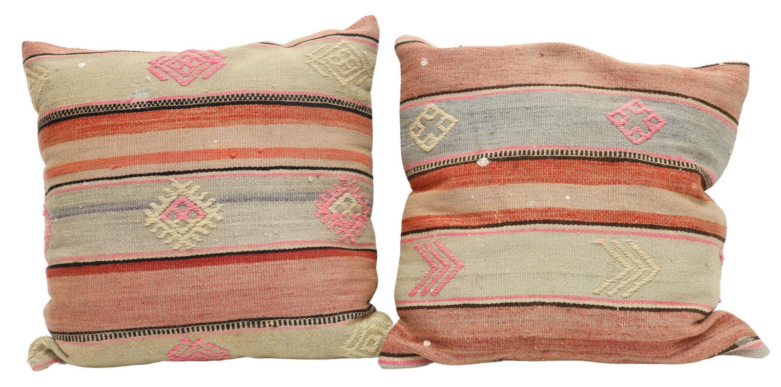(2) DECORATIVE KILIM-FRONT THROW PILLOWS (1 of 2)