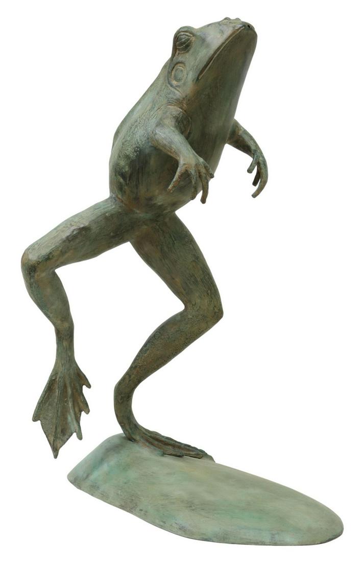 VERDIGRIS BRONZE FROG GARDEN FOUNTAIN (1 of 3)