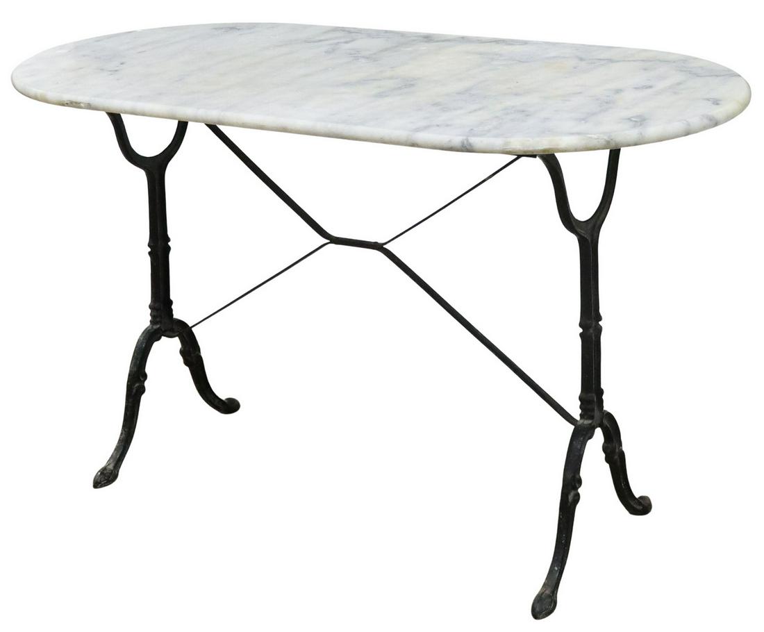 FRENCH MARBLE-TOP CAST IRON BISTRO TABLE (1 of 4)