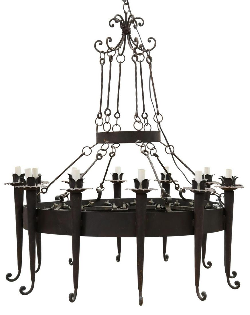 LARGE ITALIAN WROUGHT IRON 12-LT CHANDELIER (1 of 2)