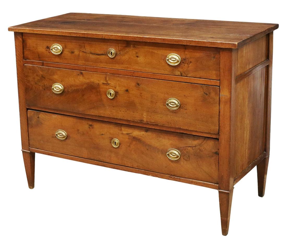 ITALIAN NEOCLASSICAL WALNUT THREE-DRAWER COMMODE (1 of 5)