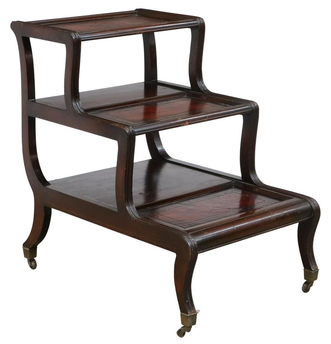 ENGLISH REGENCY STYLE MAHOGANY LIBRARY BED STEPS (1 of 3)