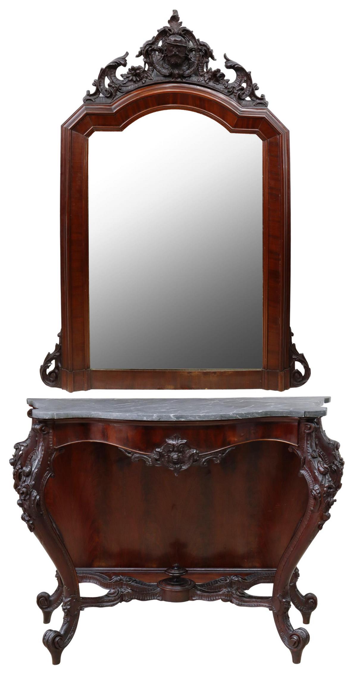 LOUIS PHILIPPE PERIOD MARBLE-TOP CONSOLE & MIRROR (1 of 3)