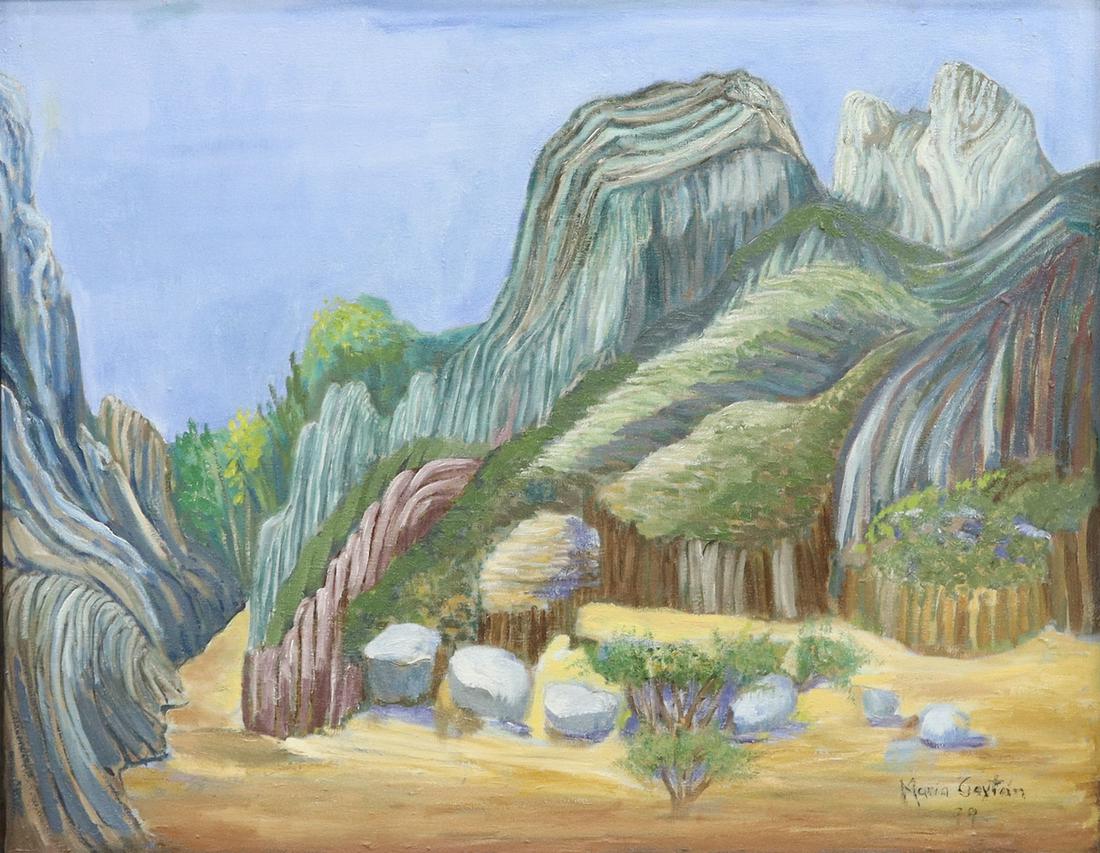 MARIA GAYTON FRAMED MOUNTAIN LANDSCAPE PAINTING (1 of 4)