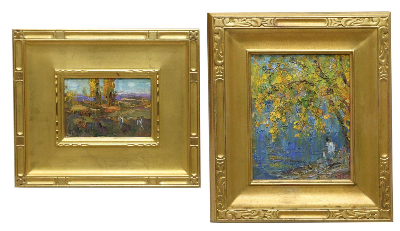 (2) PAINTINGS ON CANVAS, FIGURE & LANDSCAPE SCENES (1 of 2)