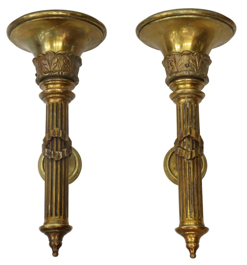 (2) NEOCLASSICAL BRONZE TORCH-FORM WALL SCONCES (1 of 2)