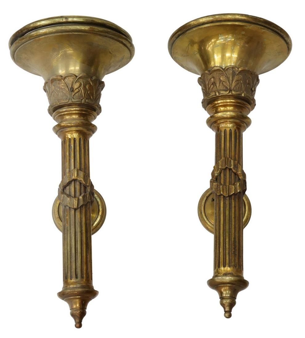 (2) NEOCLASSICAL BRONZE TORCH-FORM WALL SCONCES (1 of 2)