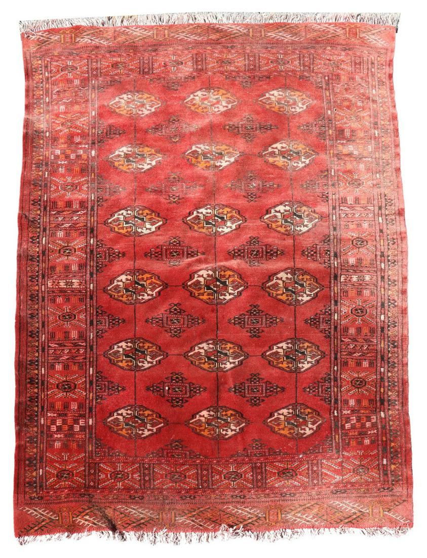 HAND-TIED PERSIAN TURKOMAN RUG, 4'8" X 3'3" (1 of 3)