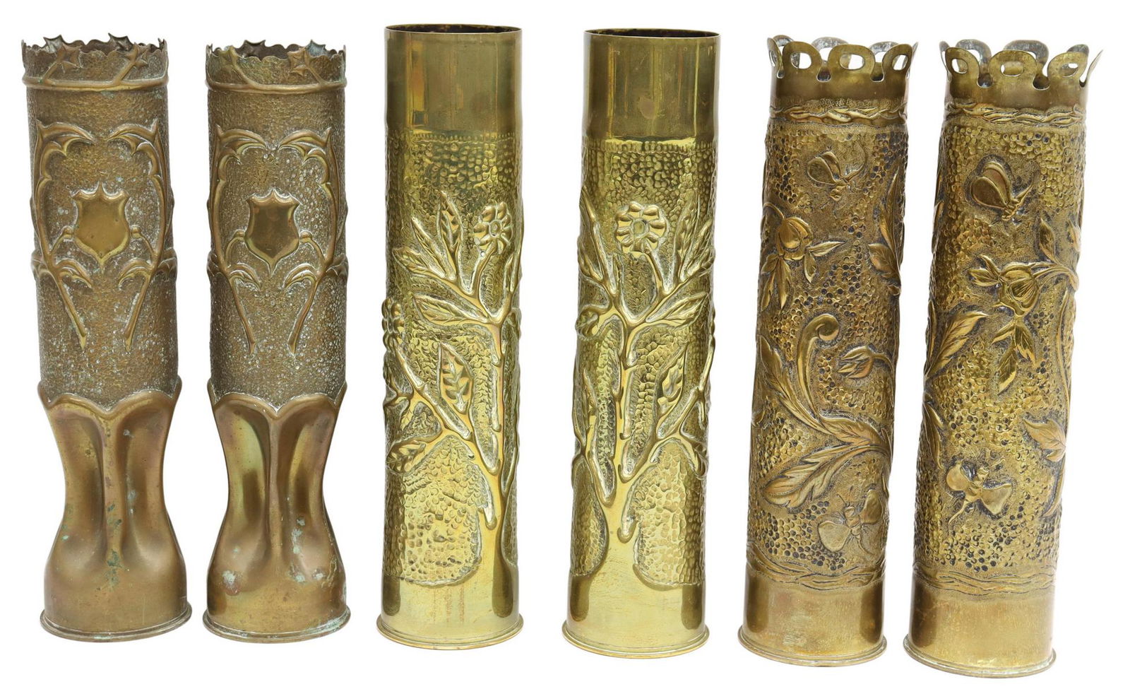 (6) WWI-ERA TRENCH ART ARTILLERY SHELL VASES (1 of 7)