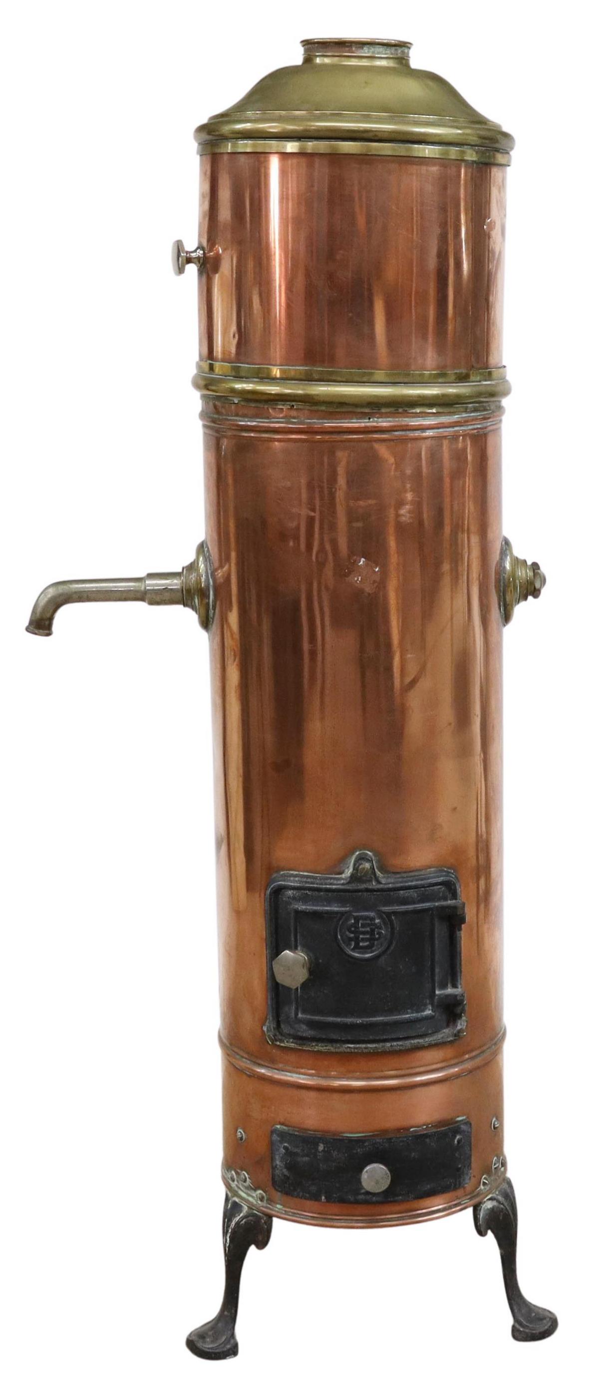 FRENCH COPPER & BRASS HOT WATER HEATER (1 of 4)