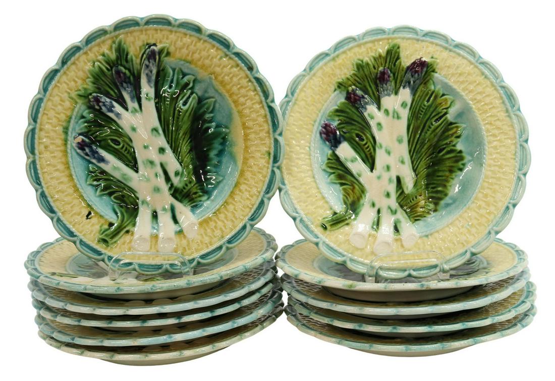 (11) FRENCH MAJOLICA ASPARAGUS PLATES (1 of 3)