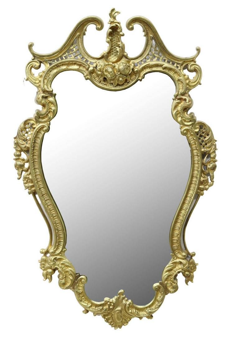 ROCOCO STYLE BRASS HANGING WALL MIRROR (1 of 3)