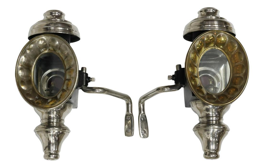 (2) AMERICAN EDWARD MILLER CHROMED CARRIAGE LAMPS (1 of 3)