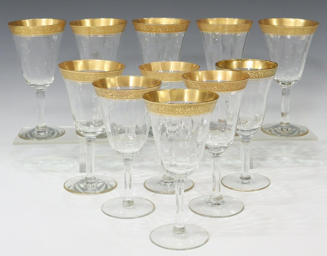 (11) VINTAGE GOLD-RIMMED OPTIC GLASS STEMWARE (1 of 3)